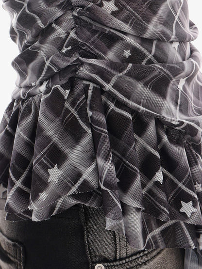 QIUQIU STUDIO Asymmetric Hem Plaid Patchwork Women&
