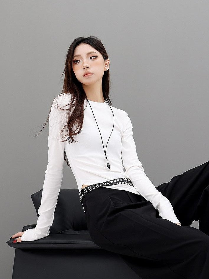 QIUQIU STUDIO Asymmetric Side Slit Crewneck Women&