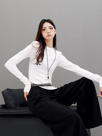 QIUQIU STUDIO Asymmetric Side Slit Crewneck Women&