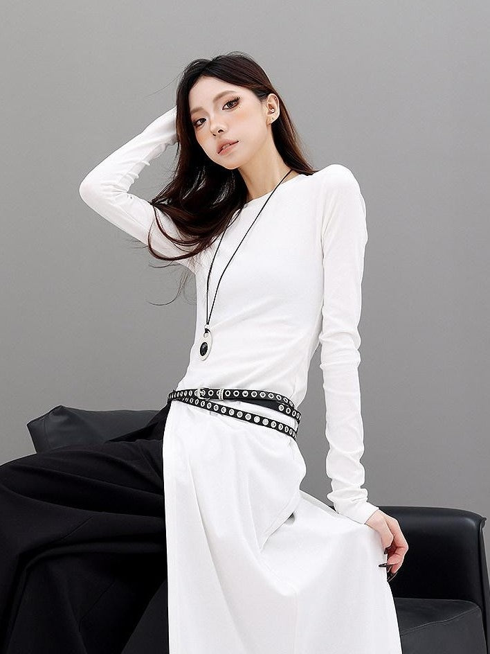 QIUQIU STUDIO Asymmetric Side Slit Crewneck Women&