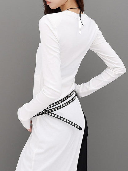 QIUQIU STUDIO Asymmetric Side Slit Crewneck Women&