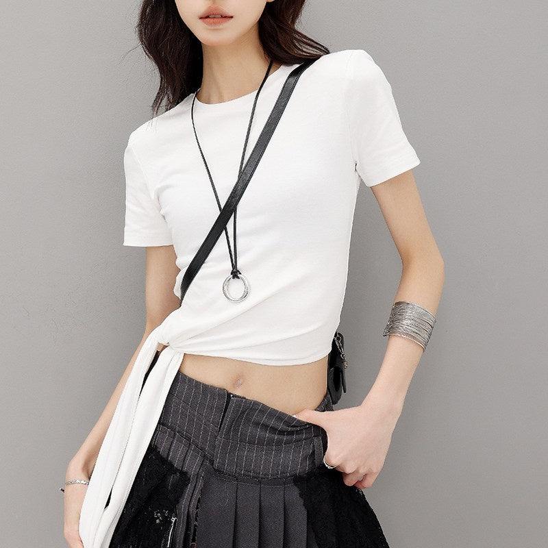 QIUQIU_STUDIO_Asymmetric_Tie_Round_Neck_Women&
