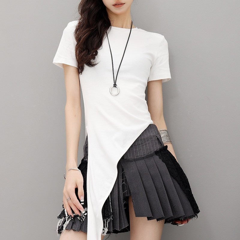 QIUQIU_STUDIO_Asymmetric_Tie_Round_Neck_Women&