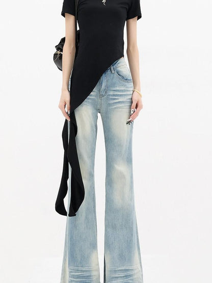 QIUQIU STUDIO Asymmetric Tie Round Neck Women&