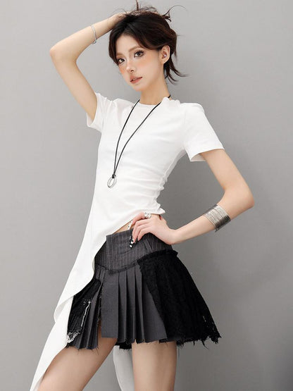 QIUQIU STUDIO Asymmetric Tie Round Neck Women&