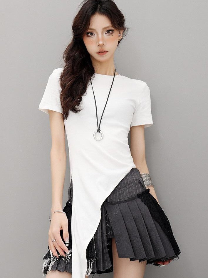QIUQIU STUDIO Asymmetric Tie Round Neck Women&
