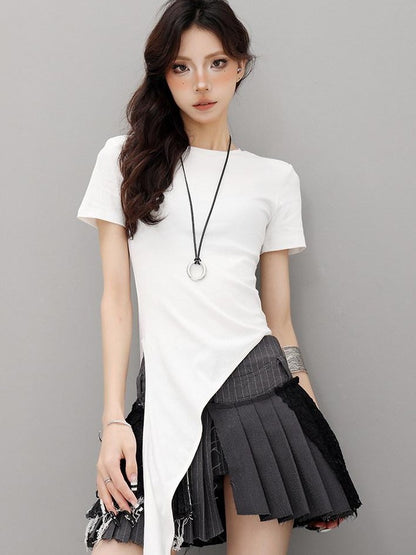 QIUQIU STUDIO Asymmetric Tie Round Neck Women&