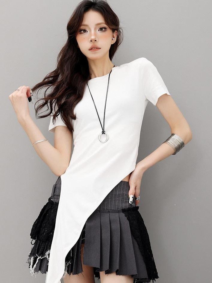 QIUQIU STUDIO Asymmetric Tie Round Neck Women&