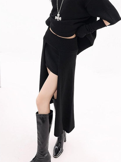 QIUQIU STUDIO Asymmetrical A Line High Waist Slim Women&