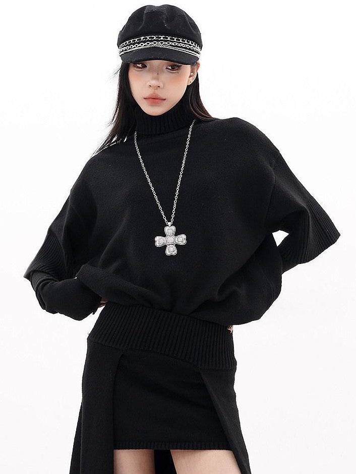 QIUQIU STUDIO Asymmetrical A Line High Waist Slim Women&