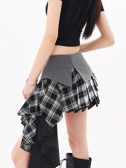QIUQIU STUDIO Asymmetrical Colorblock Patchwork Layered A Line Women&