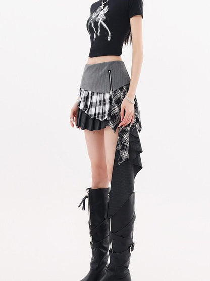 QIUQIU STUDIO Asymmetrical Colorblock Patchwork Layered A Line Women&