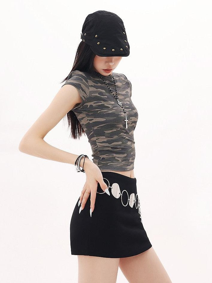 QIUQIU STUDIO Black A Line Slim Fit Hip Hugging Mid Waist Women&