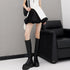 QIUQIU_STUDIO_Black_A_Line_Tulip_Bubble_Hem_Mid_Waist_Lined_Solid_Women&
