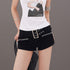 QIUQIU_STUDIO_Black_Belted_Heavy_Embellished_Pocketed_Zip_Fly_Slim_Hip_Women&