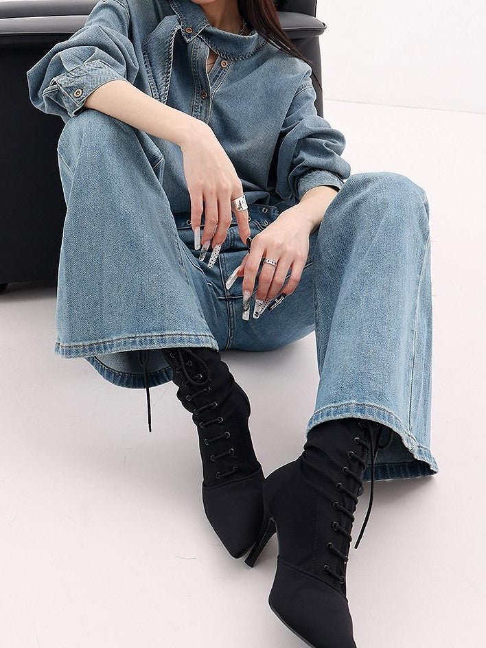 QIUQIU STUDIO Black Extra Long Slim Fit Slight Stretch Women&