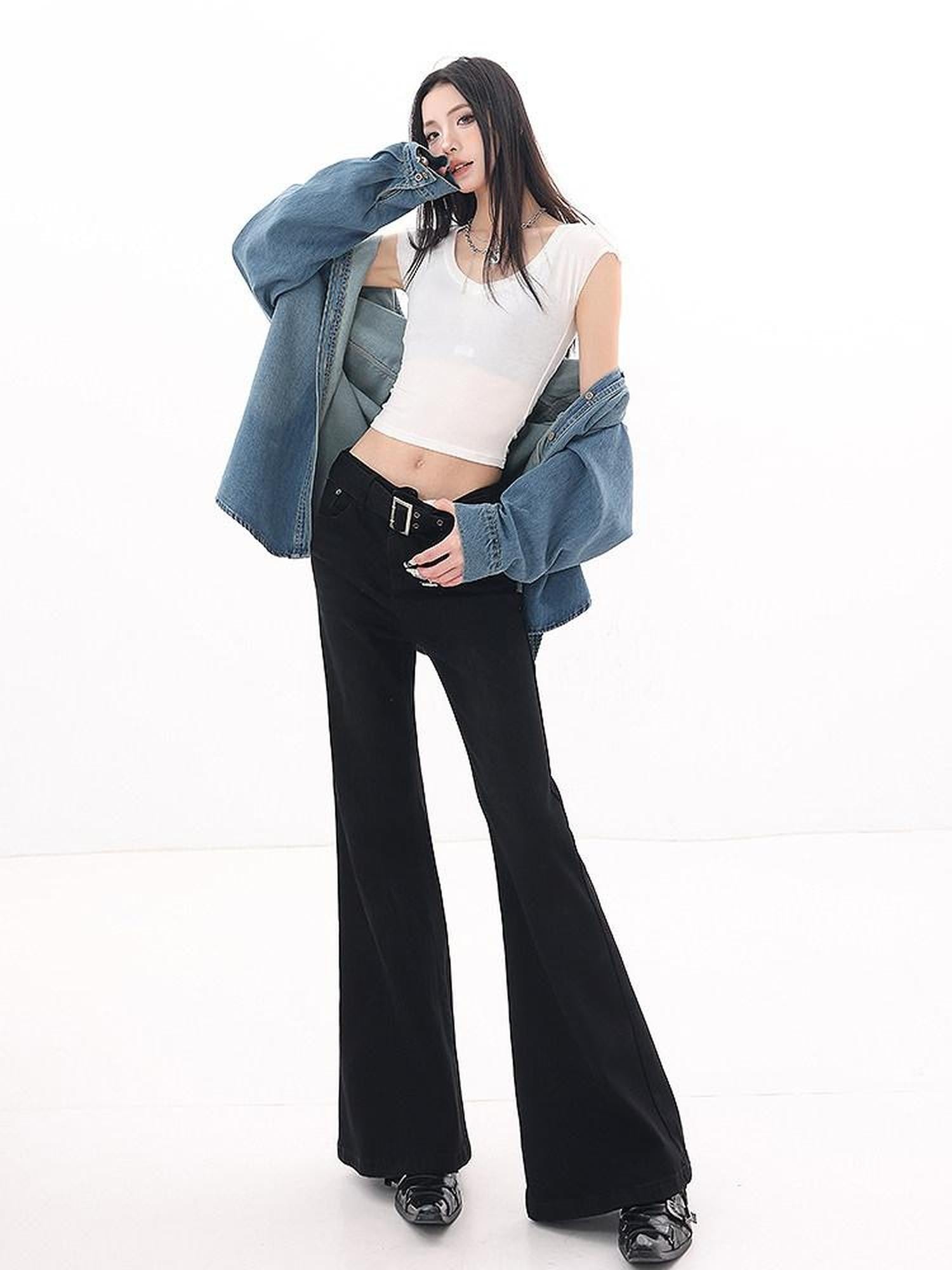 QIUQIU STUDIO Black Extra Long Slim Fit Slight Stretch Women&