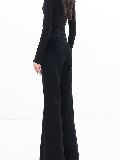 QIUQIU STUDIO Black Extra Long Slim Fit Slight Stretch Women&