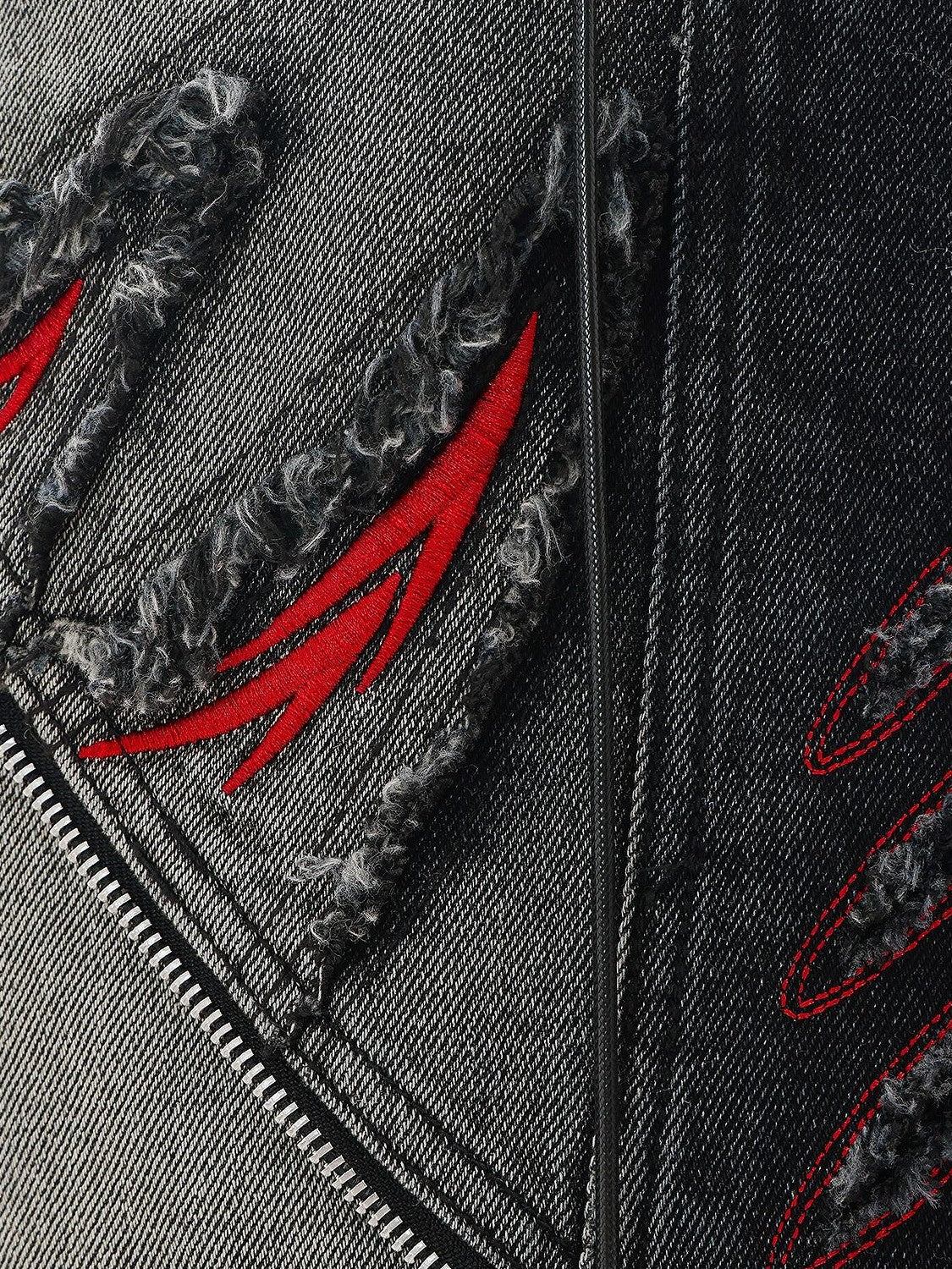 QIUQIU STUDIO Black Frayed Raw Edge Spliced Curved Women&