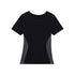QIUQIU_STUDIO_Black_Gray_Colorblock_Patchwork_Crewneck_Short_Sleeve_Women&