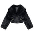 QIUQIU_STUDIO_Black_Herringbone_Cinched_Waist_Fur_Collar_Parka_Women&