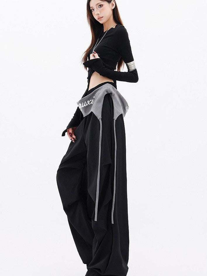 QIUQIU STUDIO Black Irregular Hem Ribbed Knit Women&