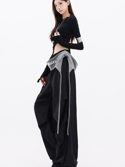 QIUQIU STUDIO Black Irregular Hem Ribbed Knit Women&