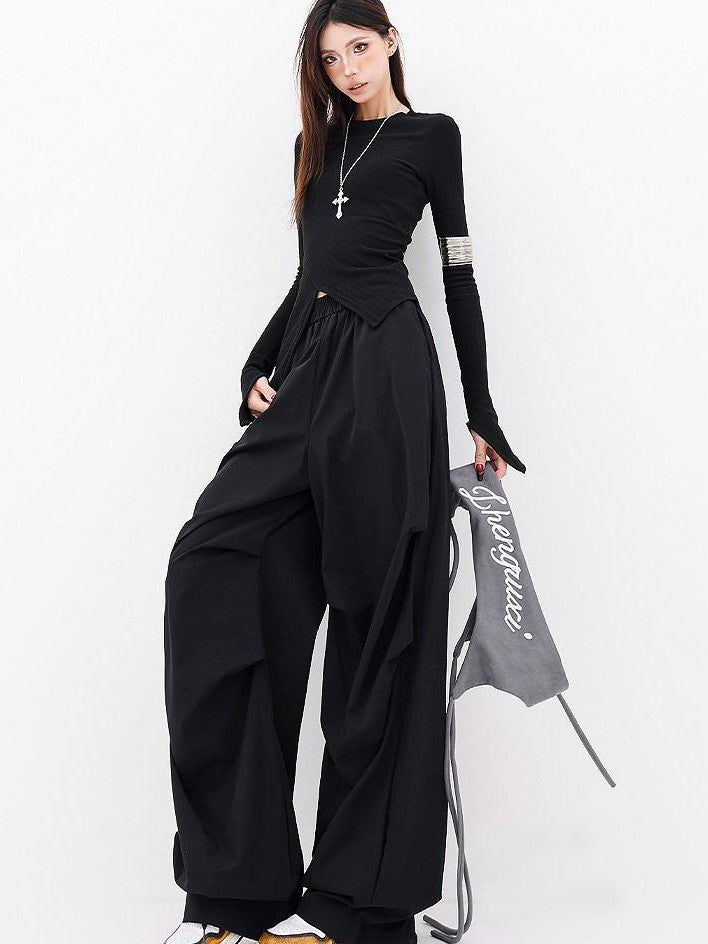 QIUQIU STUDIO Black Irregular Hem Ribbed Knit Women&