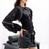 QIUQIU_STUDIO_Black_Letter_Print_Raglan_Splice_Crewneck_Women&