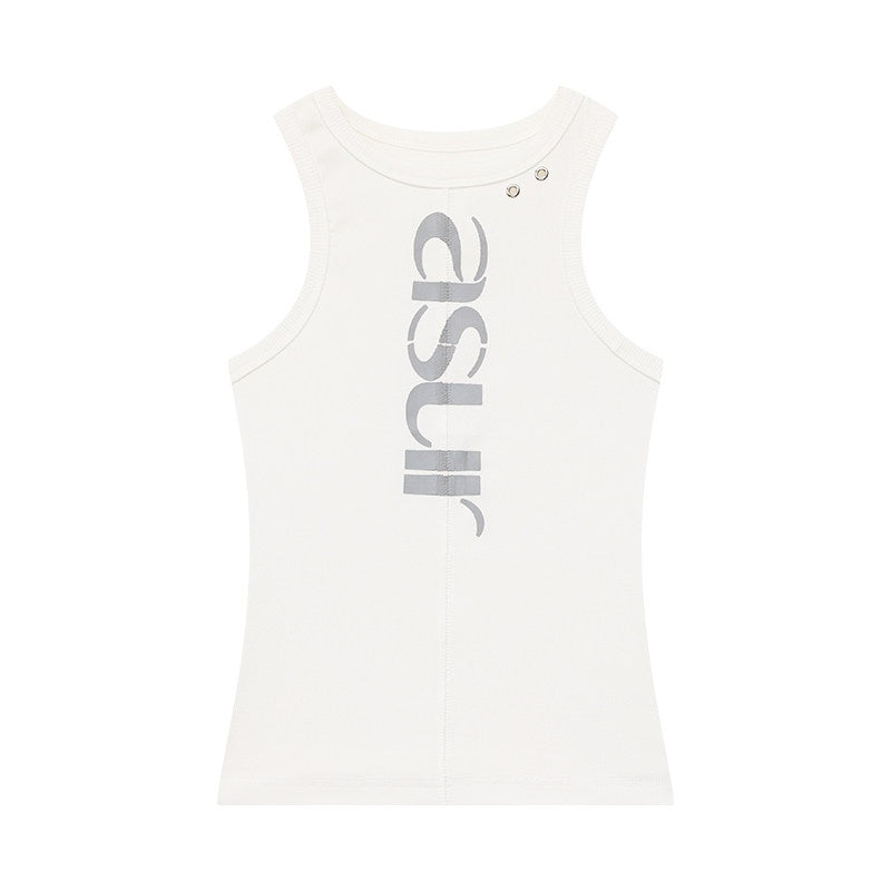 QIUQIU_STUDIO_Black_Letter_Print_Sexy_Cropped_Sleeveless_Slim_Fit_Women&