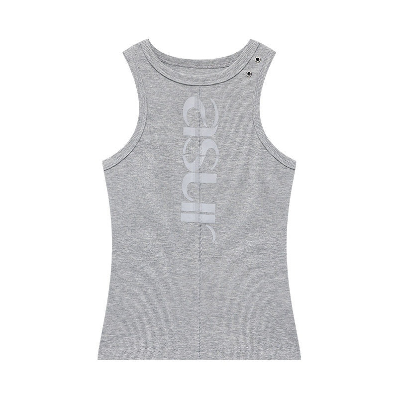 QIUQIU_STUDIO_Black_Letter_Print_Sexy_Cropped_Sleeveless_Slim_Fit_Women&