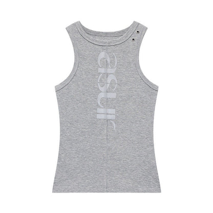 QIUQIU_STUDIO_Black_Letter_Print_Sexy_Cropped_Sleeveless_Slim_Fit_Women&