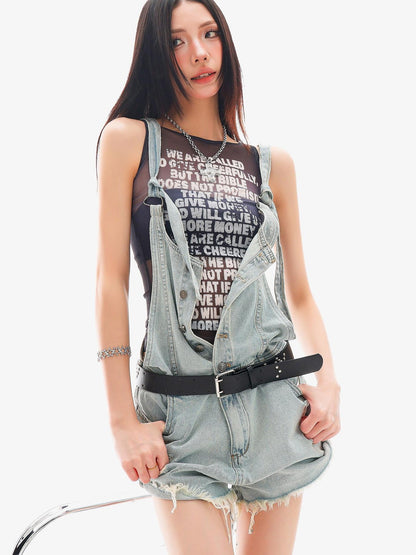 QIUQIU STUDIO Black Letter Print Sheer Mesh Slim Fit Women&