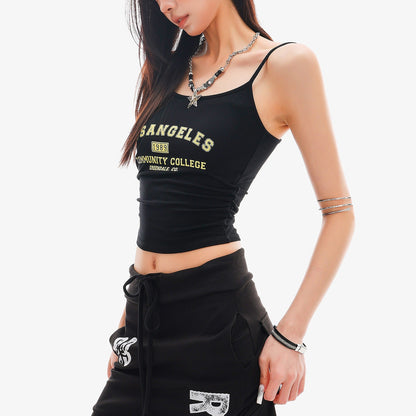 QIUQIU_STUDIO_Black_Lettering_Cropped_Slim_Fit_Women&