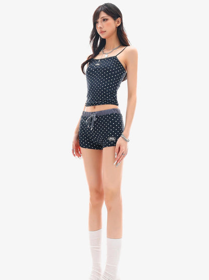 QIUQIU STUDIO Black Polka Dot Elastic Waist Slim Hip Hugging Women&