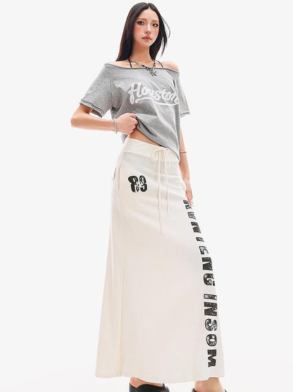 QIUQIU STUDIO Black Printed Drawstring Elastic Waist Mid Length Women&
