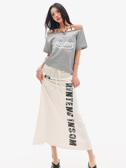 QIUQIU STUDIO Black Printed Drawstring Elastic Waist Mid Length Women&