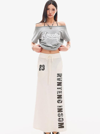 QIUQIU STUDIO Black Printed Drawstring Elastic Waist Mid Length Women&