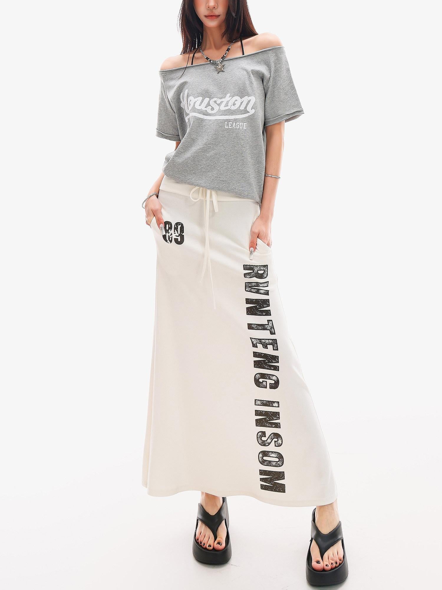 QIUQIU STUDIO Black Printed Drawstring Elastic Waist Mid Length Women&