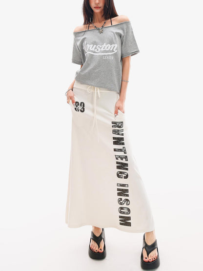 QIUQIU STUDIO Black Printed Drawstring Elastic Waist Mid Length Women&