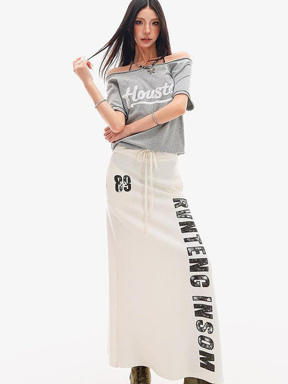 QIUQIU STUDIO Black Printed Drawstring Elastic Waist Mid Length Women&