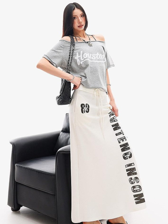 QIUQIU STUDIO Black Printed Drawstring Elastic Waist Mid Length Women&