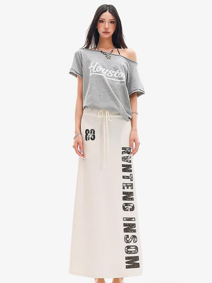 QIUQIU STUDIO Black Printed Drawstring Elastic Waist Mid Length Women&