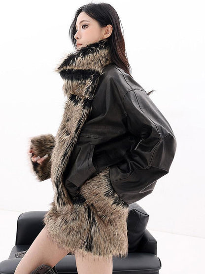 QIUQIU STUDIO Black Reversible Faux Fur Collar Women&