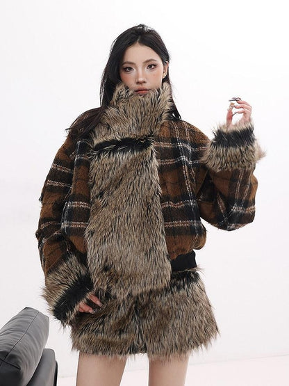 QIUQIU STUDIO Black Reversible Faux Fur Collar Women&