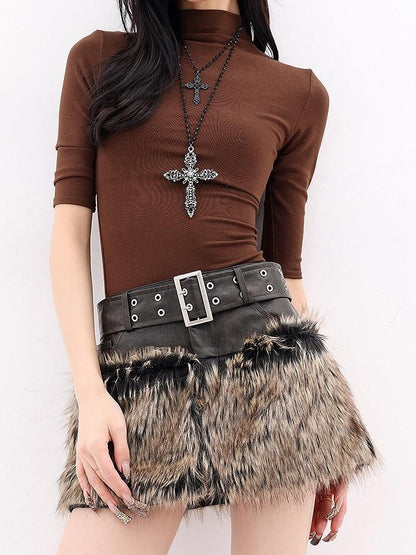 QIUQIU STUDIO Black Reversible Faux Fur Collar Women&