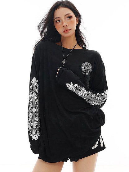 QIUQIU STUDIO Black Sheer Street Letter Print Oversized Women&