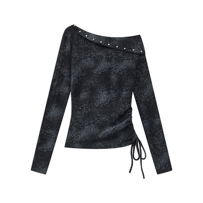 QIUQIU_STUDIO_Black_Studded_Asymmetrical_Shoulder_Women&