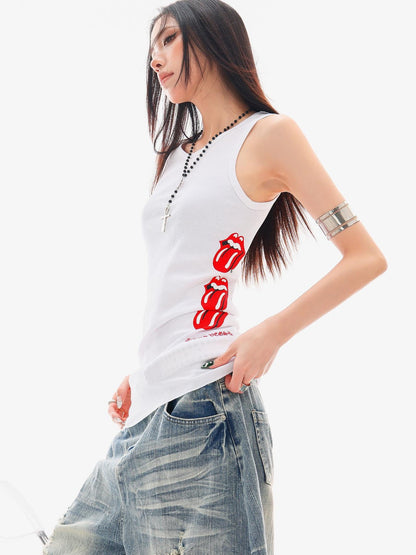 QIUQIU STUDIO Black White Colorblock Printed Knitted Slim Women&