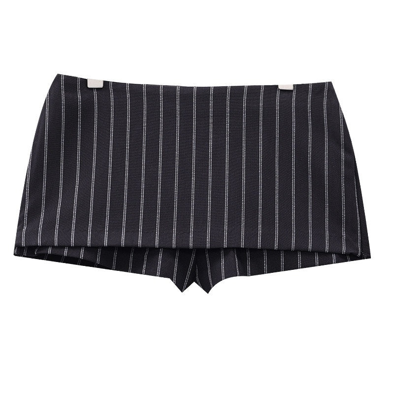 QIUQIU_STUDIO_Black_White_Striped_Mid_Waist_Tailored_With_Lining_Bodycon_Women&